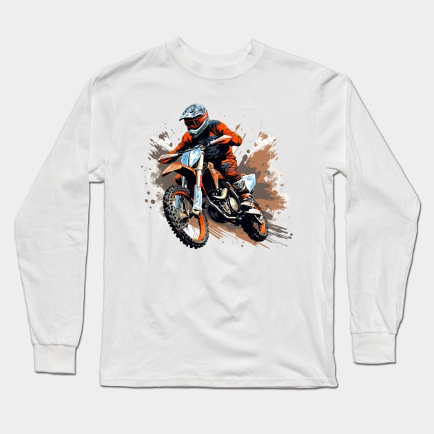 Dirt Bike Racing Long Sleeve T-Shirt by Mako Design 